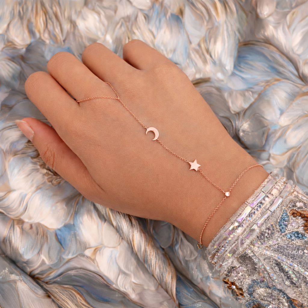 Moon and Star Hand Chain