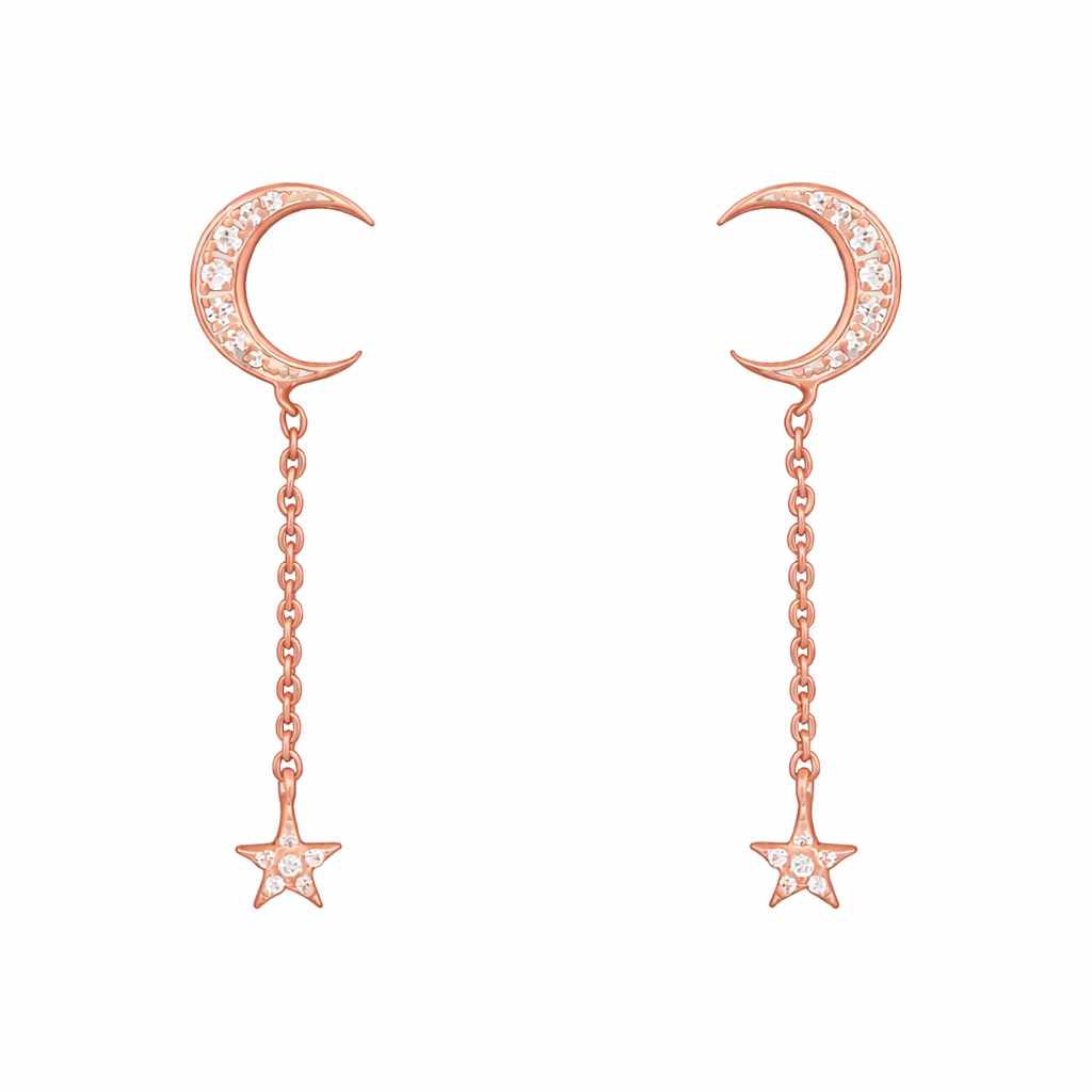 Mini moon star drop earrings