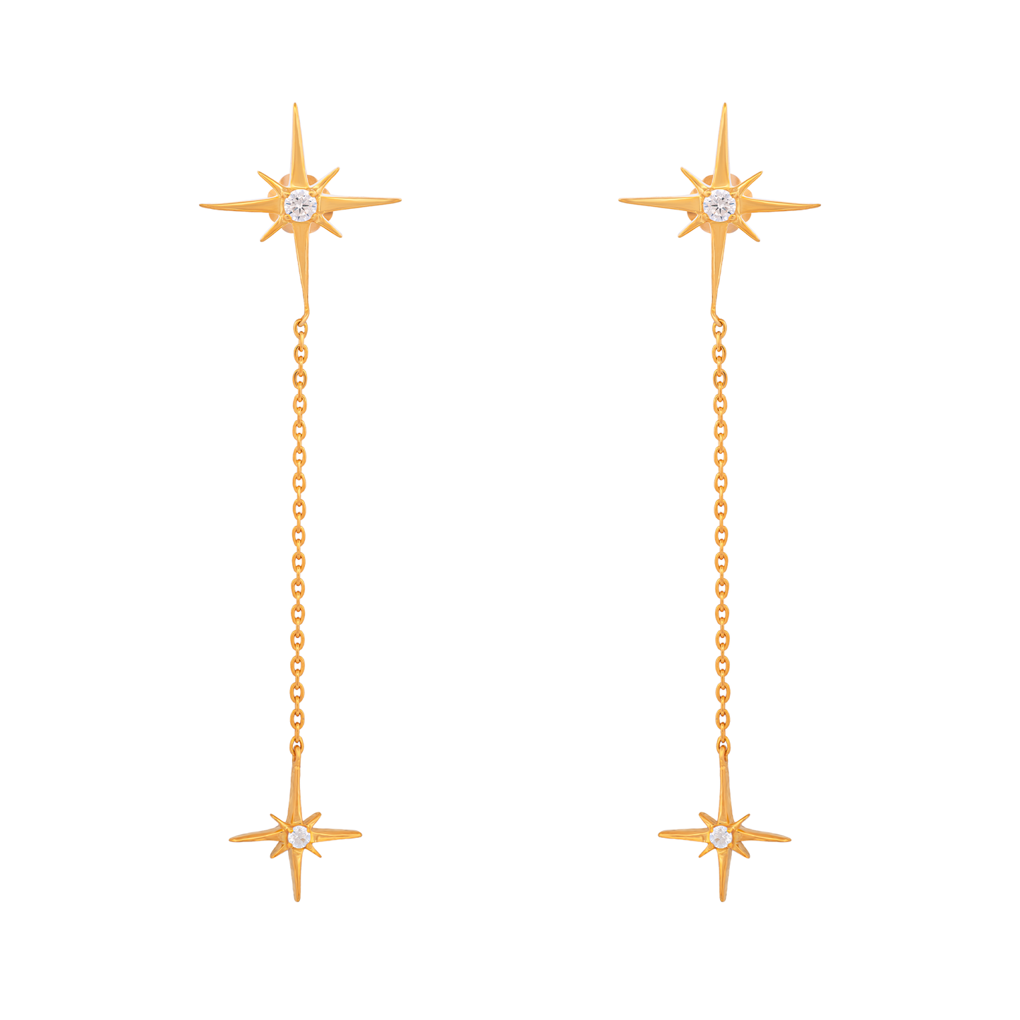 Golden star drop earrings