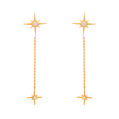 Golden star drop earrings