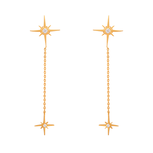 Golden star drop earrings