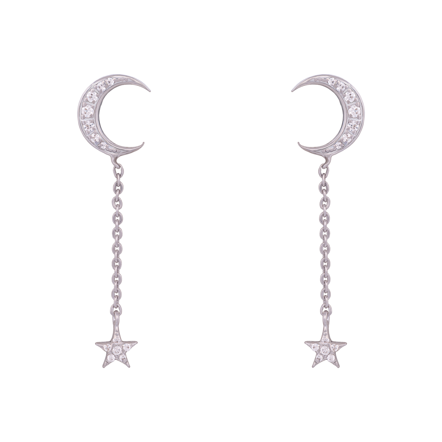 Mini moon star drop earrings