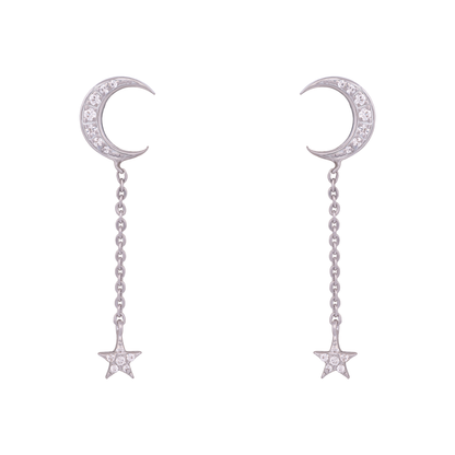 Mini moon star drop earrings