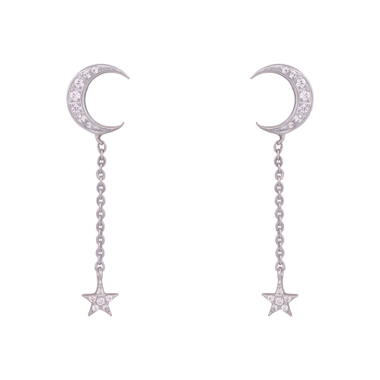 Mini moon star drop earrings