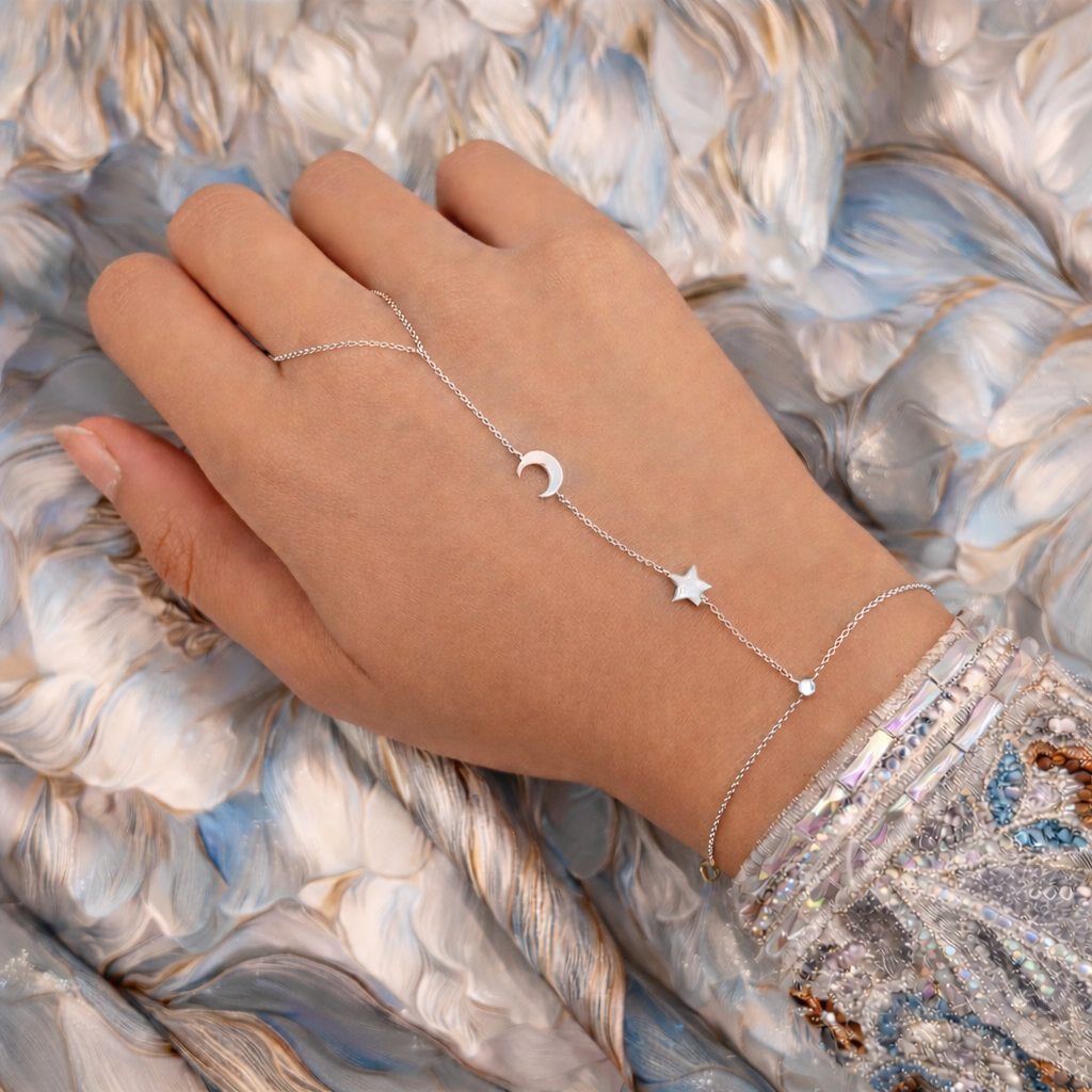 Moon and Star Hand Chain