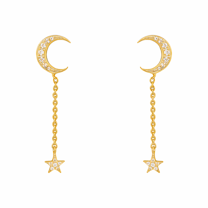 Mini moon star drop earrings