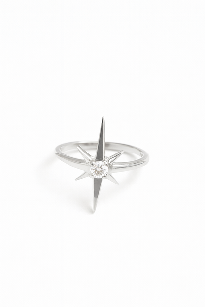 Golden Star Ring With Stone