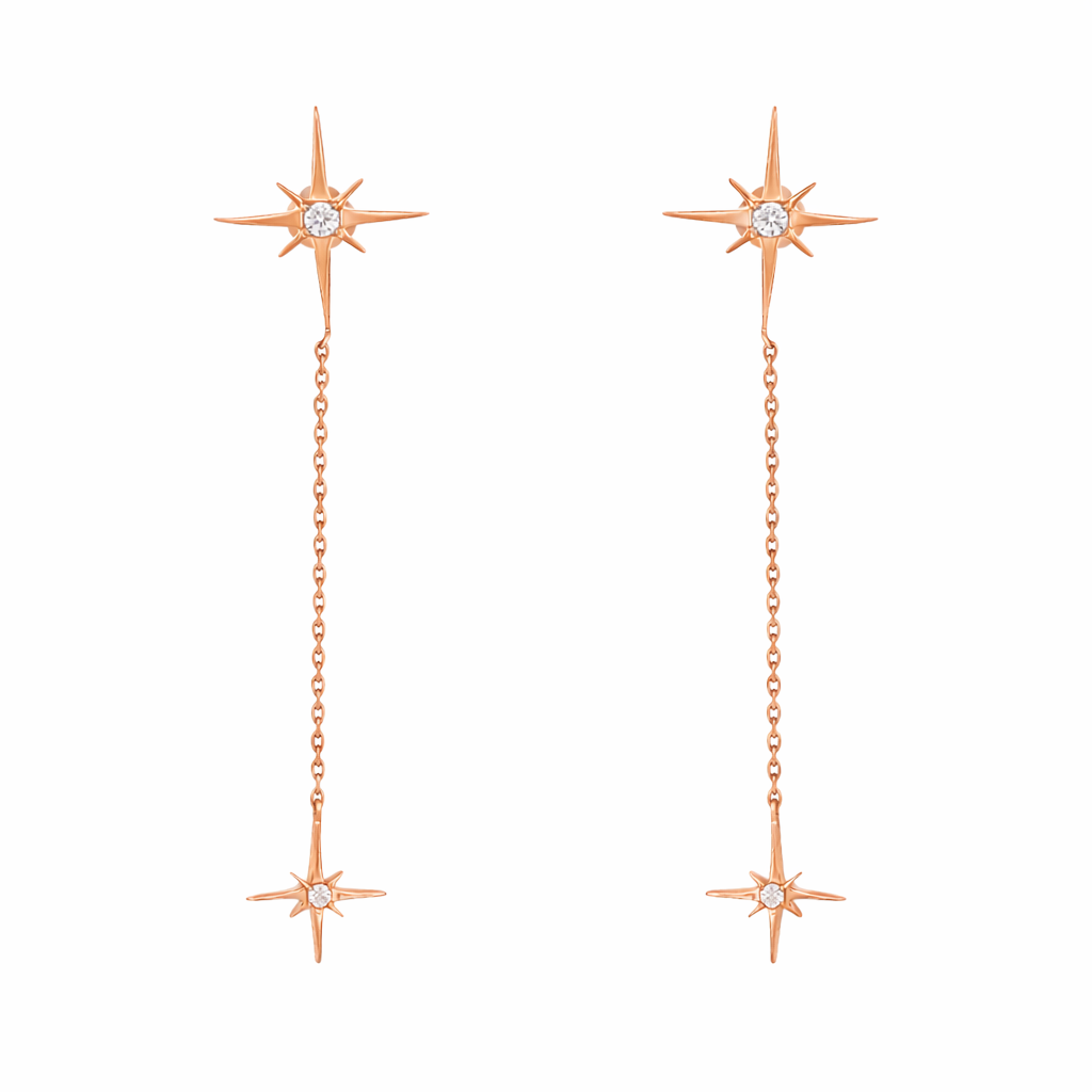 Golden star drop earrings
