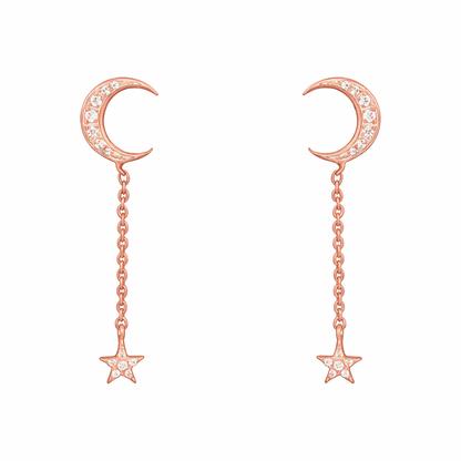 Mini moon star drop earrings