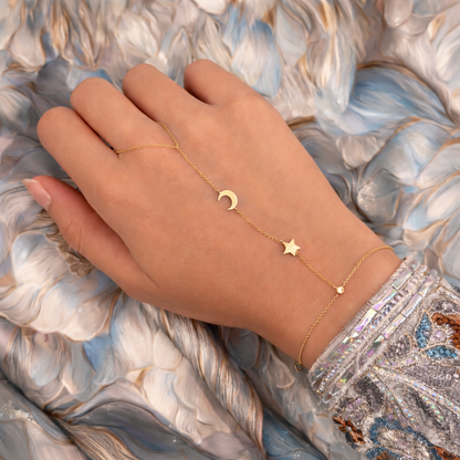 Moon and Star Hand Chain