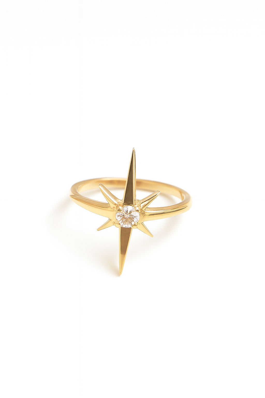 Golden Star Ring With Stone