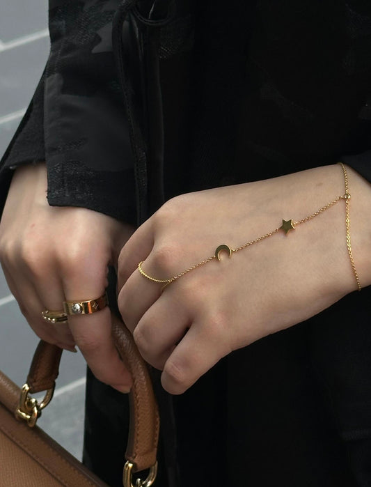 Moon and Star Hand Chain