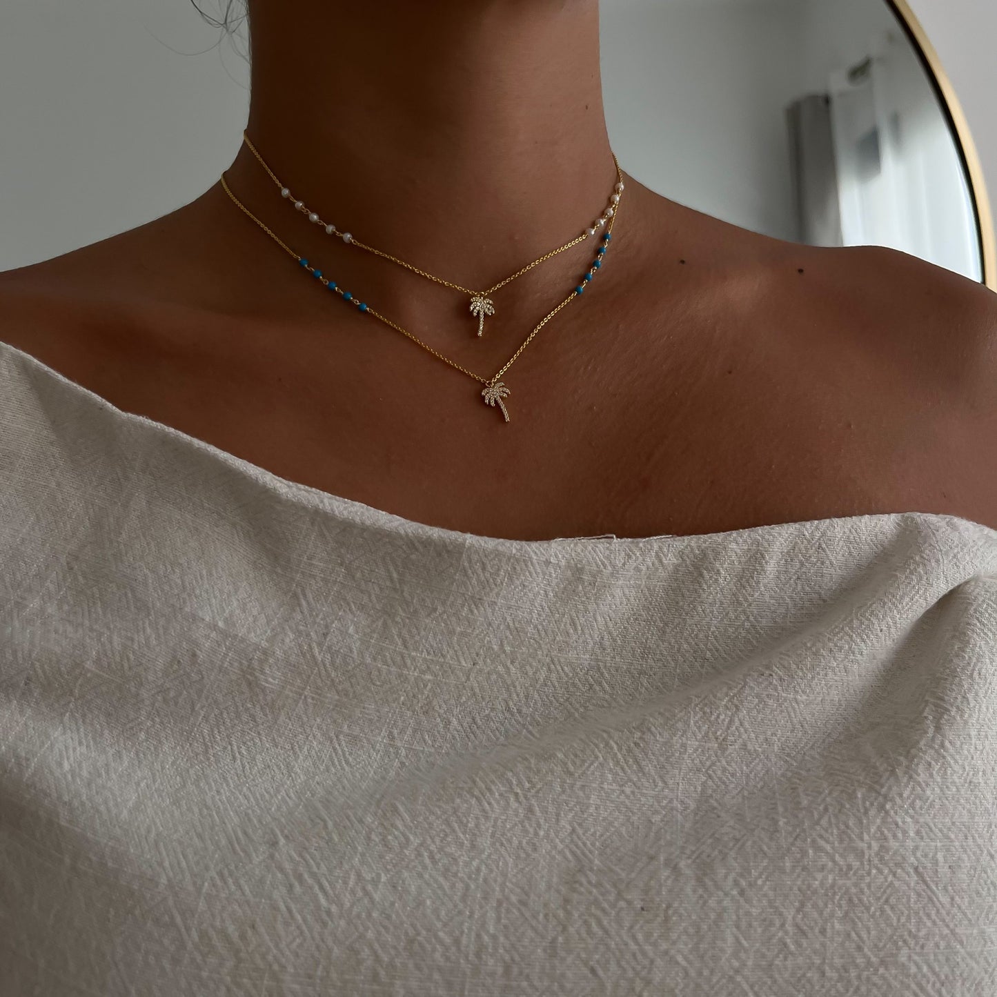 Palm Tree Necklace Pearl